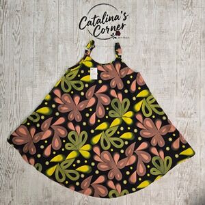 Jackpot Floral Print Cotton Tank Top Adjustable Straps Black One Size Bohemian
